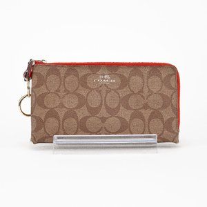 Coach Signature Double Corner Zip Wristlet